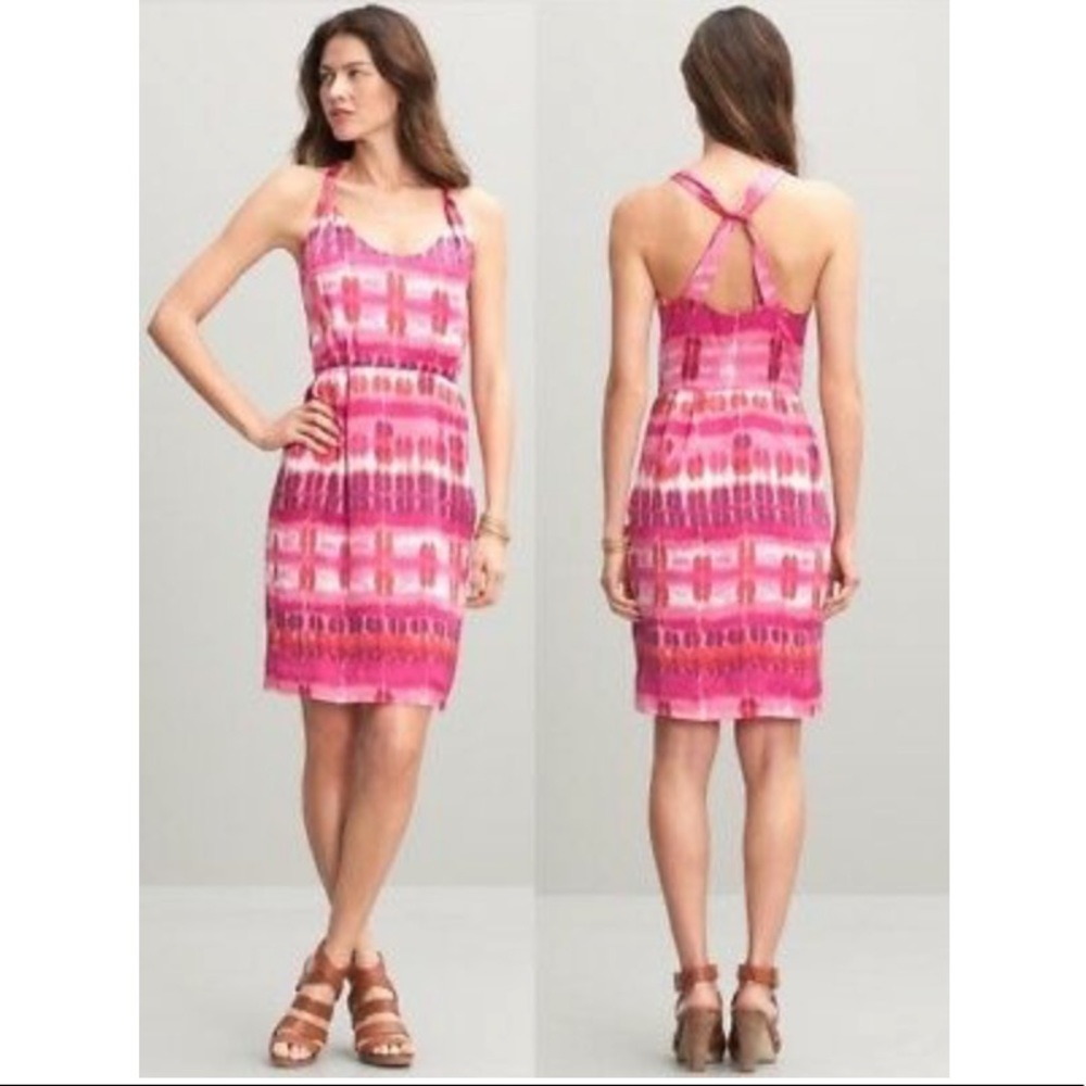 Banana Republic 0 Silk Ikat Twist Strap Dress EUC